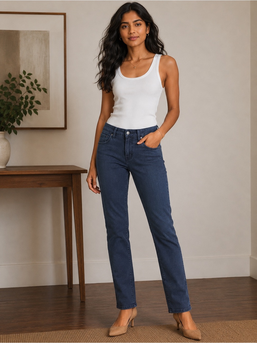 Two by Vince Camuto Women's Straight-Leg Jeans in Dark Blue